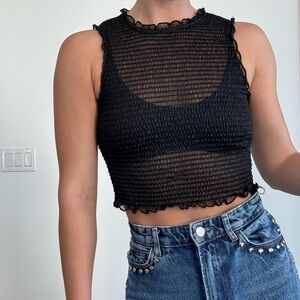 Zara Black Sleeveless Crop Top